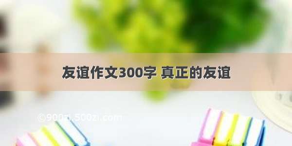 友谊作文300字 真正的友谊