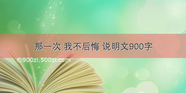 那一次 我不后悔 说明文900字