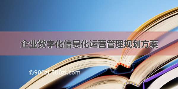 企业数字化信息化运营管理规划方案