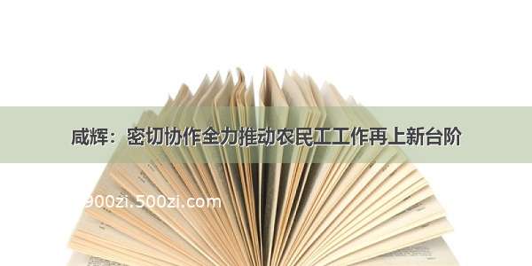 咸辉：密切协作全力推动农民工工作再上新台阶