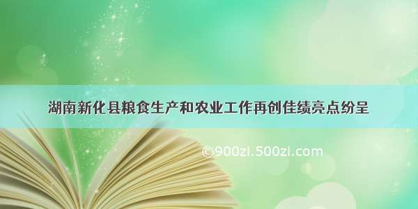 湖南新化县粮食生产和农业工作再创佳绩亮点纷呈