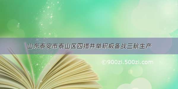 山东泰安市泰山区四措并举积极备战三秋生产