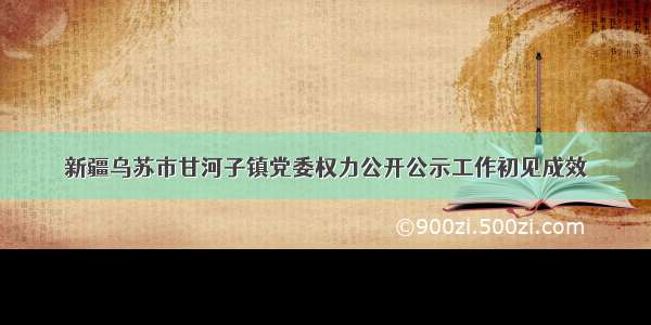 新疆乌苏市甘河子镇党委权力公开公示工作初见成效