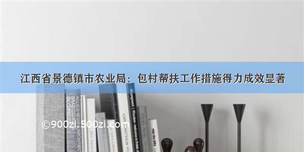 江西省景德镇市农业局：包村帮扶工作措施得力成效显著