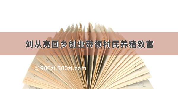 刘从亮回乡创业带领村民养猪致富