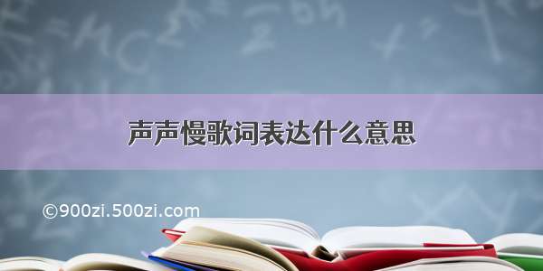 声声慢歌词表达什么意思