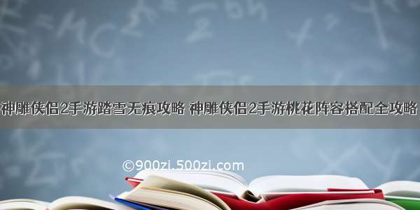 神雕侠侣2手游踏雪无痕攻略 神雕侠侣2手游桃花阵容搭配全攻略