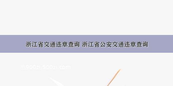 浙江省交通违章查询 浙江省公安交通违章查询