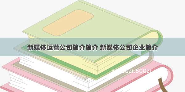 新媒体运营公司简介简介 新媒体公司企业简介