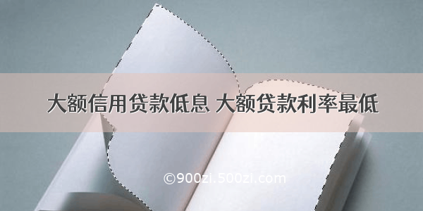 大额信用贷款低息 大额贷款利率最低