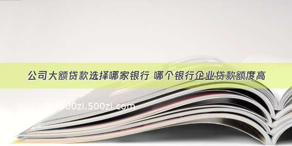 公司大额贷款选择哪家银行 哪个银行企业贷款额度高