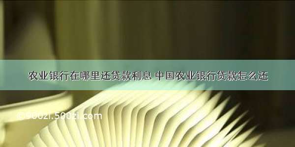 农业银行在哪里还贷款利息 中国农业银行贷款怎么还