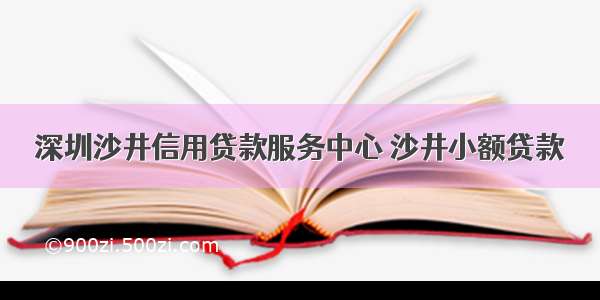 深圳沙井信用贷款服务中心 沙井小额贷款