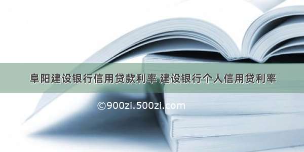 阜阳建设银行信用贷款利率 建设银行个人信用贷利率