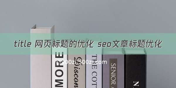title 网页标题的优化 seo文章标题优化