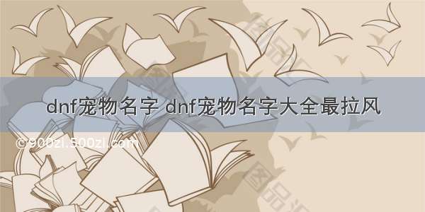 dnf宠物名字 dnf宠物名字大全最拉风