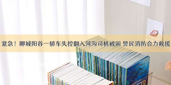 紧急！聊城阳谷一轿车失控翻入河沟司机被困 警民消防合力救援