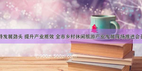 保持发展劲头 提升产业质效 全市乡村休闲旅游产业发展现场推进会召开