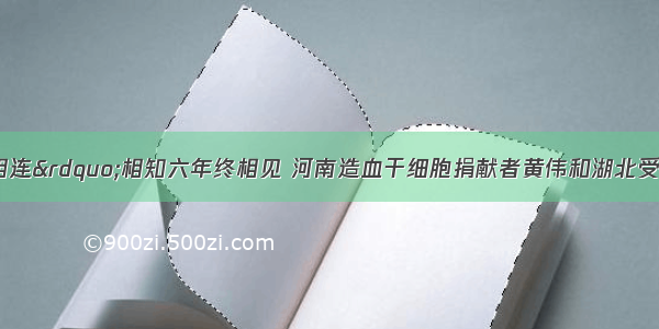 两度“血脉相连”相知六年终相见 河南造血干细胞捐献者黄伟和湖北受捐者胡磊相约写书