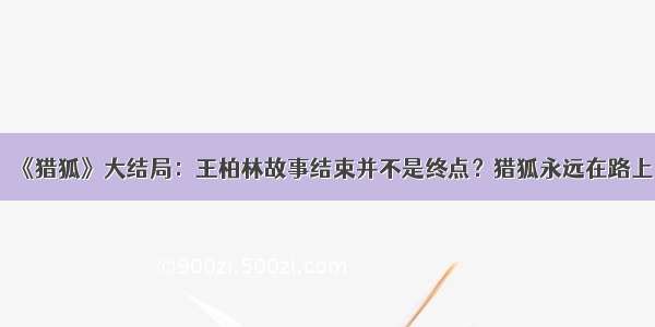 《猎狐》大结局：王柏林故事结束并不是终点？猎狐永远在路上