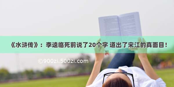 《水浒传》：李逵临死前说了20个字 道出了宋江的真面目！