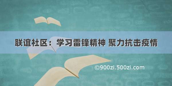 联谊社区：学习雷锋精神 聚力抗击疫情