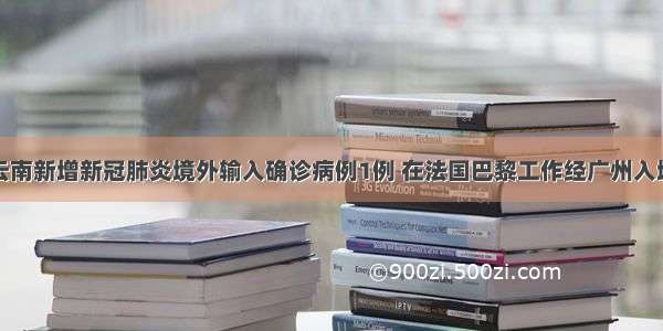 云南新增新冠肺炎境外输入确诊病例1例 在法国巴黎工作经广州入境