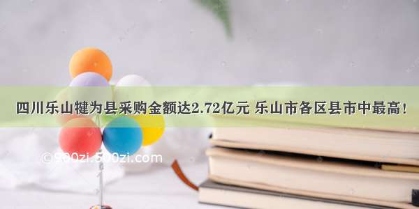 四川乐山犍为县采购金额达2.72亿元 乐山市各区县市中最高！