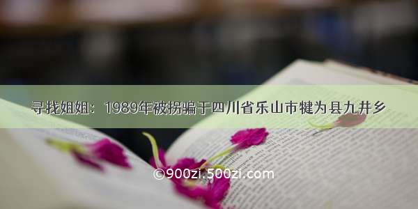 寻找姐姐：1989年被拐骗于四川省乐山市犍为县九井乡