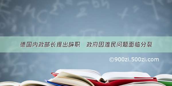 德国内政部长提出辞职　政府因难民问题面临分裂