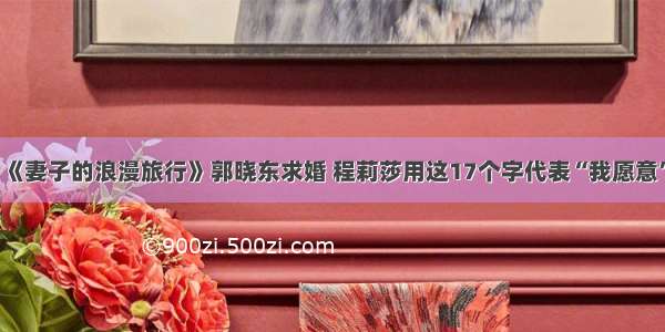 《妻子的浪漫旅行》郭晓东求婚 程莉莎用这17个字代表“我愿意”