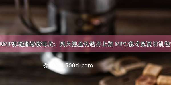 DNF体验服最新曝光：两大氪金礼包齐上架 NPC套才是夏日礼包？