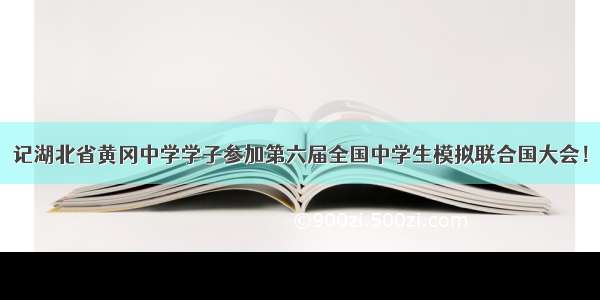 记湖北省黄冈中学学子参加第六届全国中学生模拟联合国大会！