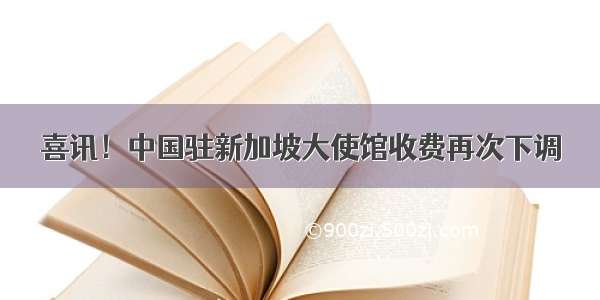 喜讯！中国驻新加坡大使馆收费再次下调