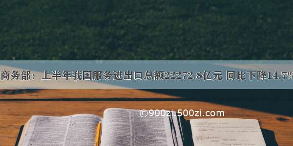 商务部：上半年我国服务进出口总额22272.8亿元 同比下降14.7%