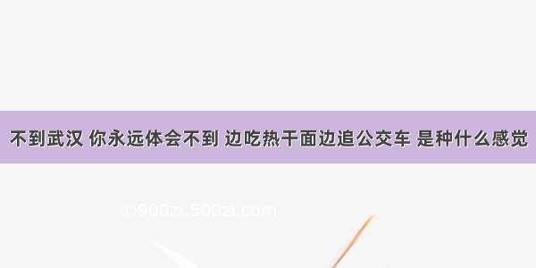 不到武汉 你永远体会不到 边吃热干面边追公交车 是种什么感觉