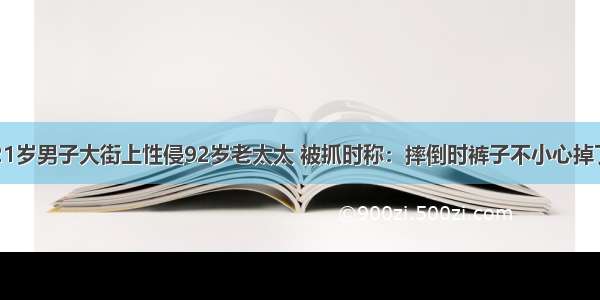 21岁男子大街上性侵92岁老太太 被抓时称：摔倒时裤子不小心掉了