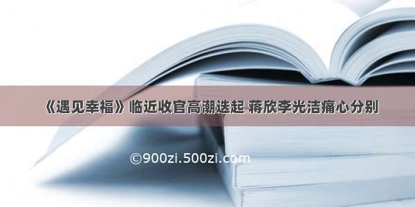 《遇见幸福》临近收官高潮迭起 蒋欣李光洁痛心分别