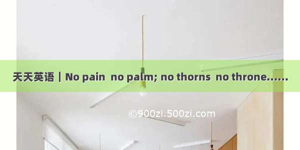 天天英语｜No pain  no palm; no thorns  no throne……