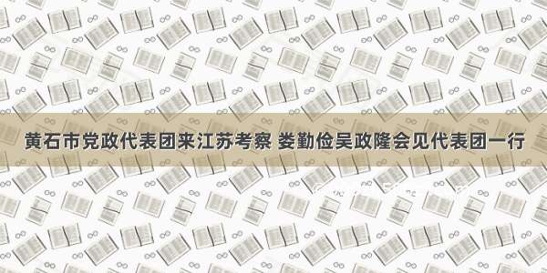 黄石市党政代表团来江苏考察 娄勤俭吴政隆会见代表团一行