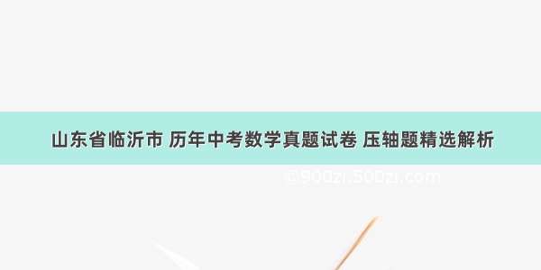 山东省临沂市 历年中考数学真题试卷 压轴题精选解析