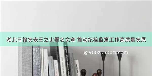 湖北日报发表王立山署名文章 推动纪检监察工作高质量发展