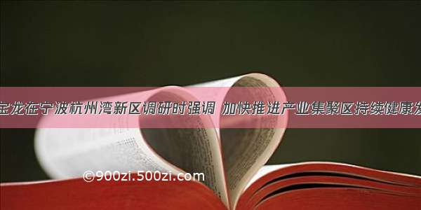 夏宝龙在宁波杭州湾新区调研时强调 加快推进产业集聚区持续健康发展