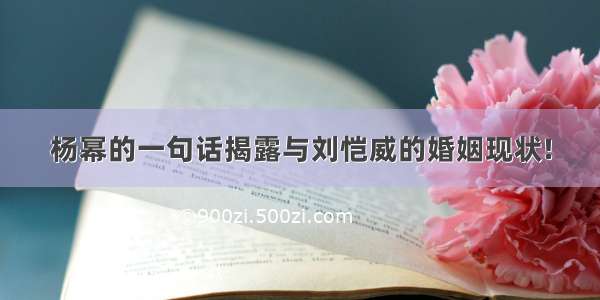 杨幂的一句话揭露与刘恺威的婚姻现状!