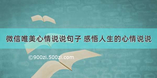 微信唯美心情说说句子 感悟人生的心情说说