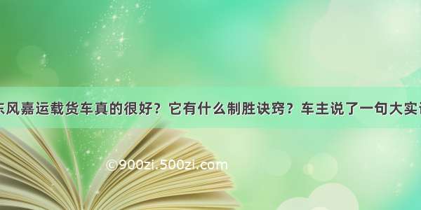 东风嘉运载货车真的很好？它有什么制胜诀窍？车主说了一句大实话