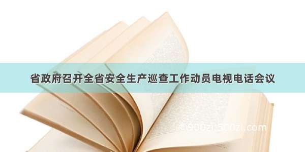 省政府召开全省安全生产巡查工作动员电视电话会议