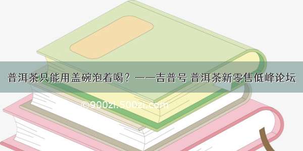 普洱茶只能用盖碗泡着喝？——吉普号 普洱茶新零售低峰论坛