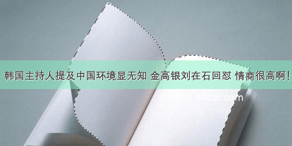 韩国主持人提及中国环境显无知 金高银刘在石回怼 情商很高啊！