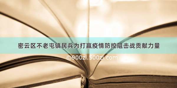 密云区不老屯镇民兵为打赢疫情防控阻击战贡献力量